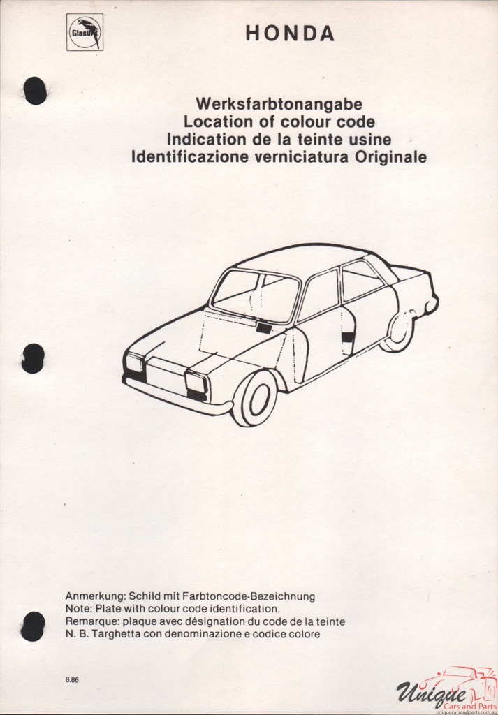 1988 Honda Paint Charts Glasurit 4